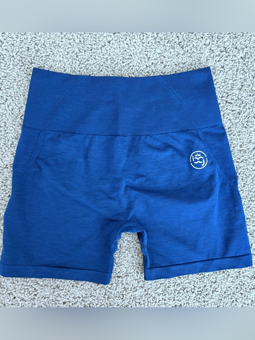 Seamless High-Waist Women’s Blue Athletic Shorts